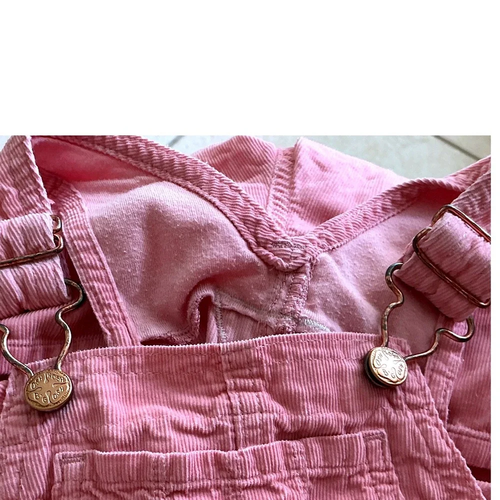 OshKosh B'gosh Corduroy Overalls Kids 18M Pink Good Vestbak Bib Pants Vintage